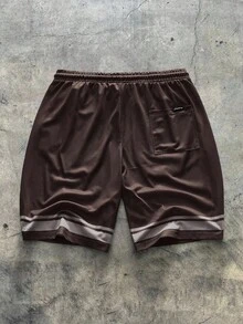 AXEPEAK 男士数码印花网眼宽松短袖T恤套装 - 棕色 - 查看 4