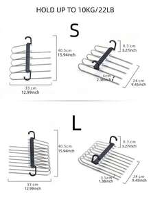 1 件可折叠多层裤架收纳架，适用于衣柜，用于存放裤子、围巾、领带，节省空间的衣架 - 白色 - 查看 10