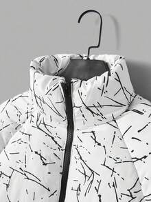 EURMUSE Men Allover Print Slant Pockets Puffer Coat - White - View 5