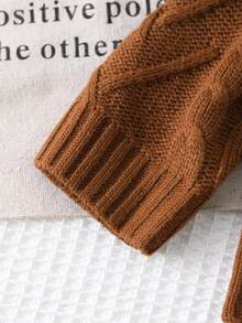 Toddler Girls' Textured Turtleneck Long Sleeve Sweater Fall Winter - Brown - View 7