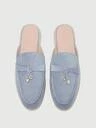 CUCCOO BIZCHIC Modische blaue Wildleder Damen Pantoletten, bequeme Slip-On Loafer, flach und Lässig, geeignet für Outdoor, Büro und Alltag