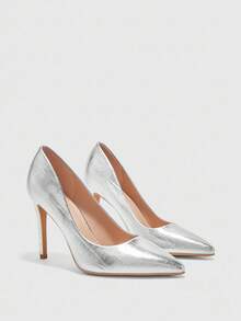 CUCCOO BIZCHIC New Versatile Pointed Toe High Heel Dress Shoes For Women - Silver - View 6