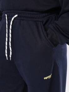 SUMWON Monaco Sport 23 系列运动衫和阔腿运动裤套装秋冬青年时尚套装带金色字母奢华风格两件套休闲装 - 藏蓝色 - 查看 7