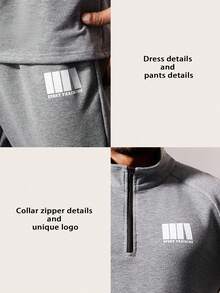 Acti Log 男士时尚修身拉链夹克套装 - 深灰色 - 查看 3