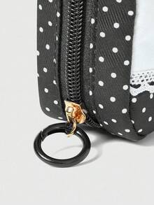 ROMWE Kawaii Túi đựng mỹ phẩm cỡ lớn, dày dặn, họa tiết hoạt hình tương phản, ren, kiểu retro dành cho nữ, túi vuông nhỏ 442464 - Hồng - Xem 6