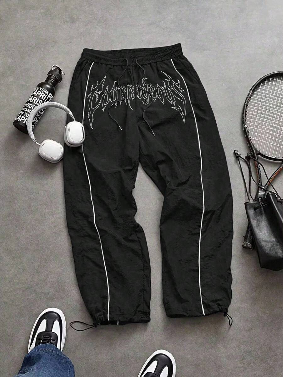 Sport MetroGents 男式撞色条纹松紧腰抽绳休闲宽松运动裤