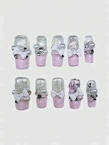 ROMWE Anime Press On False Nails - Pink - View 2