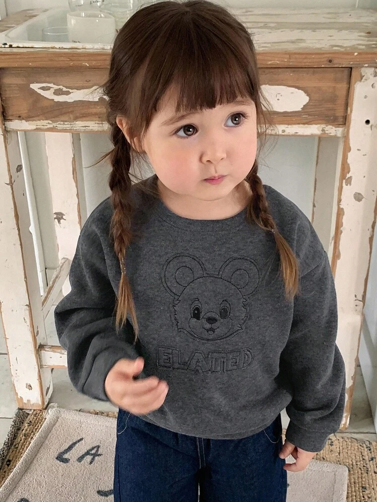 Toddler Girls' Cartoon Print Crew Neck Long Sleeve Sweatshirt, Autumn/Winter