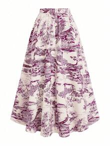 GlowEve Women's Printed A-Line Skirt, Elegant For Vacation, Daily Wear And Commuting - Purple - View 2