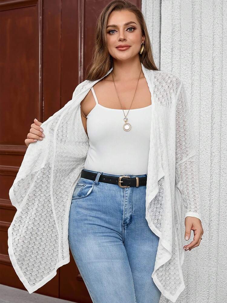 Plus Size Casual Solid Color Textured Jacket Christmas Women's Winter Coat New Year Look  Stylish Clothing Collection