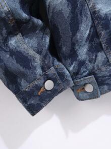 Manfinity Homme 男士时尚休闲牛仔夹克，秋季 - 深色水洗藍 - 查看 4