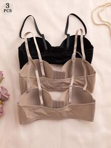 SHEIN 3 件套多色阳台文胸前扣聚拢文胸，可变换细肩带和细肩带 - 彩色 - 查看 3
