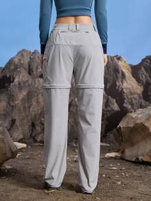In My Nature Women's Solid Color Casual Versatile Shorts With Belt Loops - Grey - View 7