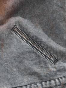 ROMWE MEN Grunge Punk Men's Street Fashion Punk Casual Zip-Up Denim Jacket With Spray Dye - Dark Grey - View 9