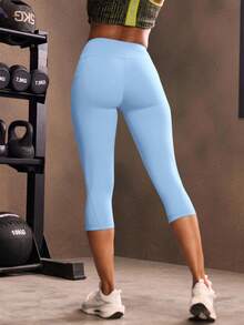 Powerista 寬腰帶手機口袋運動打底褲 - 淺藍色 - 查看 5