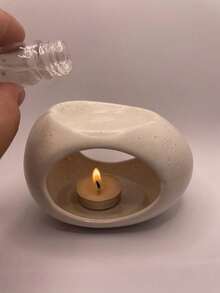 SHEIN Egg Shaped Candle Holder Round Ceramic Aromatherapy Candle Light Halloween,Spooky,Autumn,Festival,Holiday ,Winter,Holiday,Festival,Room Decor,Gifts Birthday Graduation - White - View 6