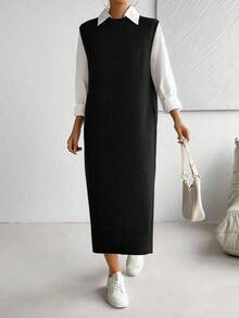 SHEIN LUNE Vestido versátil y práctico para el día a día de las mujeres - Negro - Ver 5