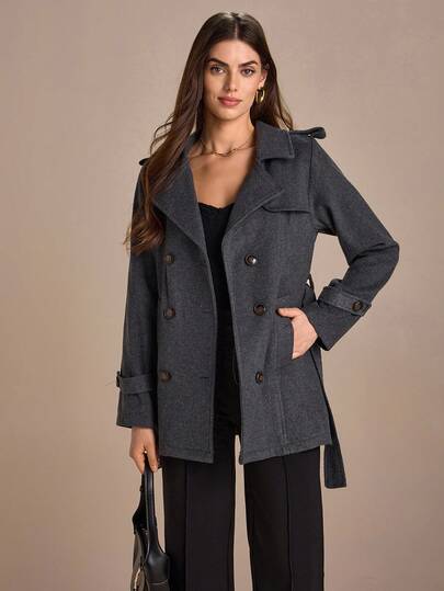 CLARA VERO Enfärgat, Kashmirtyg, Bälte, Trenchcoats