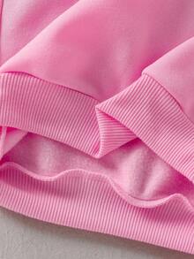 2 件套年轻女孩休闲百搭舒适字母和图形印花连帽运动衫和抽绳口袋慢跑裤套装，适合通勤、上学、日常、度假、运动、秋冬 - 粉色 - 查看 8