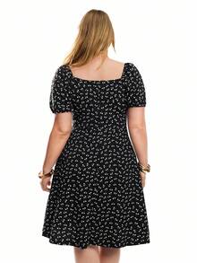 Solavibe Vestido De Talla Grande Con Estilo De Vacaciones Con Diseño De Flores, Estilo Midi, Verano - Multicolor - Ver 3