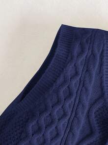 Cozy Pixies Baby Boy Casual Versatile V-Neck Sleeveless Cardigan Autumn Winter Clothes For Girl - Navy Blue - View 3