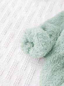 Cozy Pixies 秋冬女婴猫咪图案保暖连帽长袖套头衫 - 綠色 - 查看 6