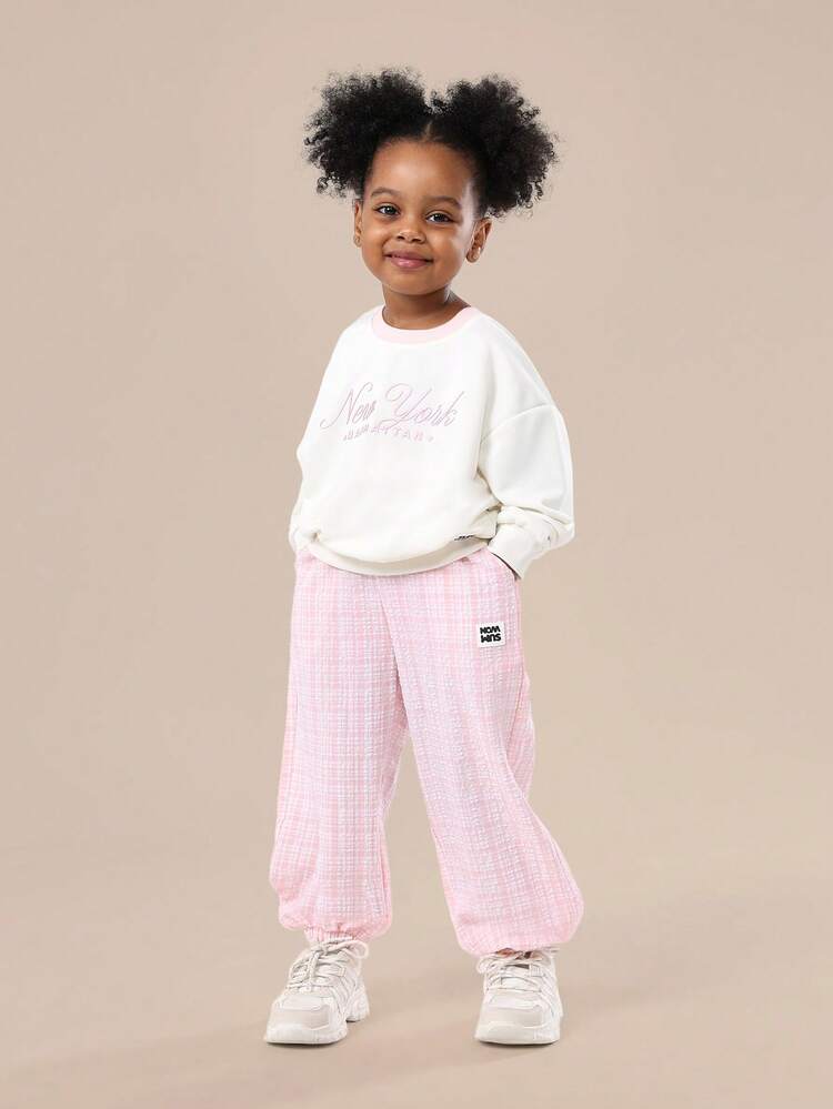 Graphic Print Sweatshirt With Elastic Cuff Joggers