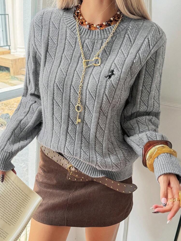 Women's Casual Embroidered Sweater, Autumn
