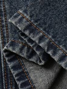 DAZY Women's Low-Waist Straight Leg Jeans, Casual Street Style City Wear Y2k - Dark Wash - View 7