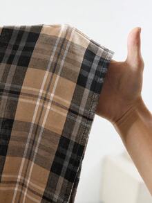 SHEIN CURVE+ Vestido de Moletom com Mangas Longas e Estampa Xadrez em Patchwork para Mulheres Plus Size, Adequado para Outono/Inverno