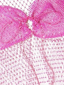 SHEIN Unity Women's Rhinestone Fishnet Cropped Top, Suitable For Bar, Party, Music Festival - Multicolor - View 4