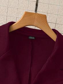 EMERY ROSE Fashionable Commuter Solid Color Double-Breasted Suit Jacket - Burgundy - View 7