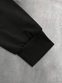 PAVTROS 2 件男士街头风格天使和字母印花运动裤和连帽衫套装，秋季男装 - 黑色 - 查看 4