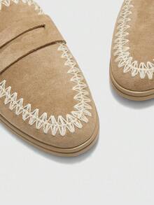 CUCCOO BIZCHIC Khaki Suede Comfortable Slip-On Flats, Suitable For Commuting, Outdoor, Work, Daily Wear, Versatile Women Shoes - Khaki - View 6