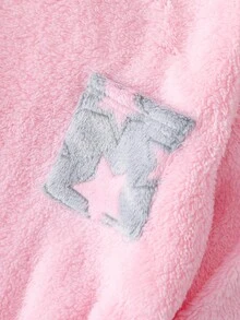 Teen Girl Minimalist Pink Star Pattern Fleece Long Sleeve Top And Pants 2 Pieces Pajama Set Teen Girl Fluffy Matching Pjs - Pink - View 5