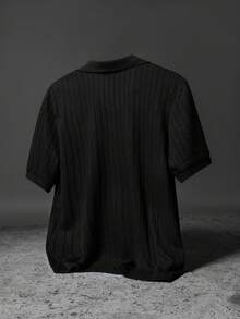 Manfinity EMRG 男士休闲纯色短袖 Polo 衫，夏季 - 黑色 - 查看 2