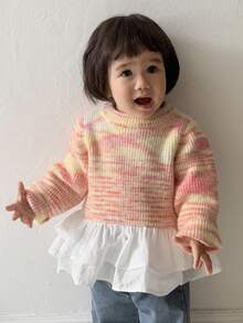 DAZY Toddler Girls' Ombre Korean Style Crew Neck Long Sleeve Sweater, Autumn/Winter - Dusty Pink - View 3