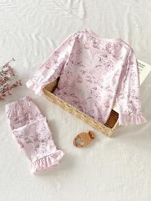 SHEIN 2pcs Baby Girls Cute Rabbit Print Long Sleeve Top And Pants Casual Comfortable Pajama Set Baby Girl Pajama Set Baby Clothes Girl Baby Girl Sleep Wear Toddler Girl Pajama Set Toddler Sleepwear Girls Fall Winter Wildflower Baby Clothes Baby Girl Pink Pj Cozy Baby Girl Set