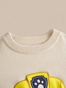SHEIN | PAW Patrol Young Boy Cartoon Dog Embroidery Pattern Colorblock Round Neck Loose Fit Long Sleeve Sweater Fall Winter - Multicolor - View 5