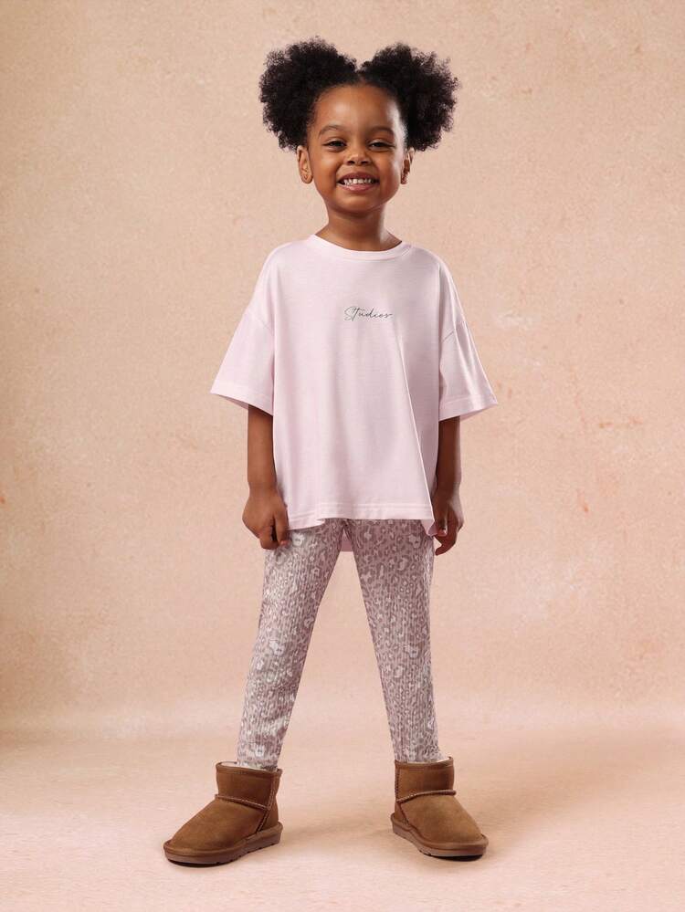Oversized T-Shirt With Leopard Print Leggings
