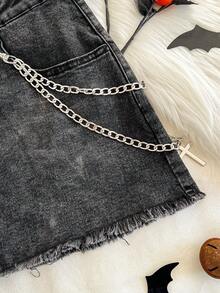 Attitoon Minifalda de mezclilla con estampado de color contrastante para mujer