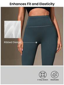 Seamluxe SHEIN Sport Women's Sports Leggings, Navy Yoga Leggings, Navy Blue Leggings, Leggings Tummy Control - Iron Gray - View 5