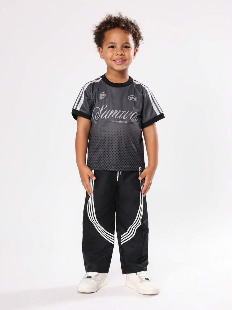 Diamond Pattern T-Shirt With Los Angeles Script Print