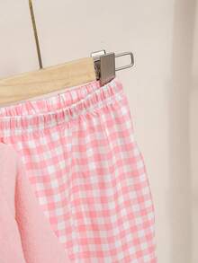 SHEIN 女宝宝可爱卡通熊波点长裤和长袖套装，秋冬 - 粉色 - 查看 5