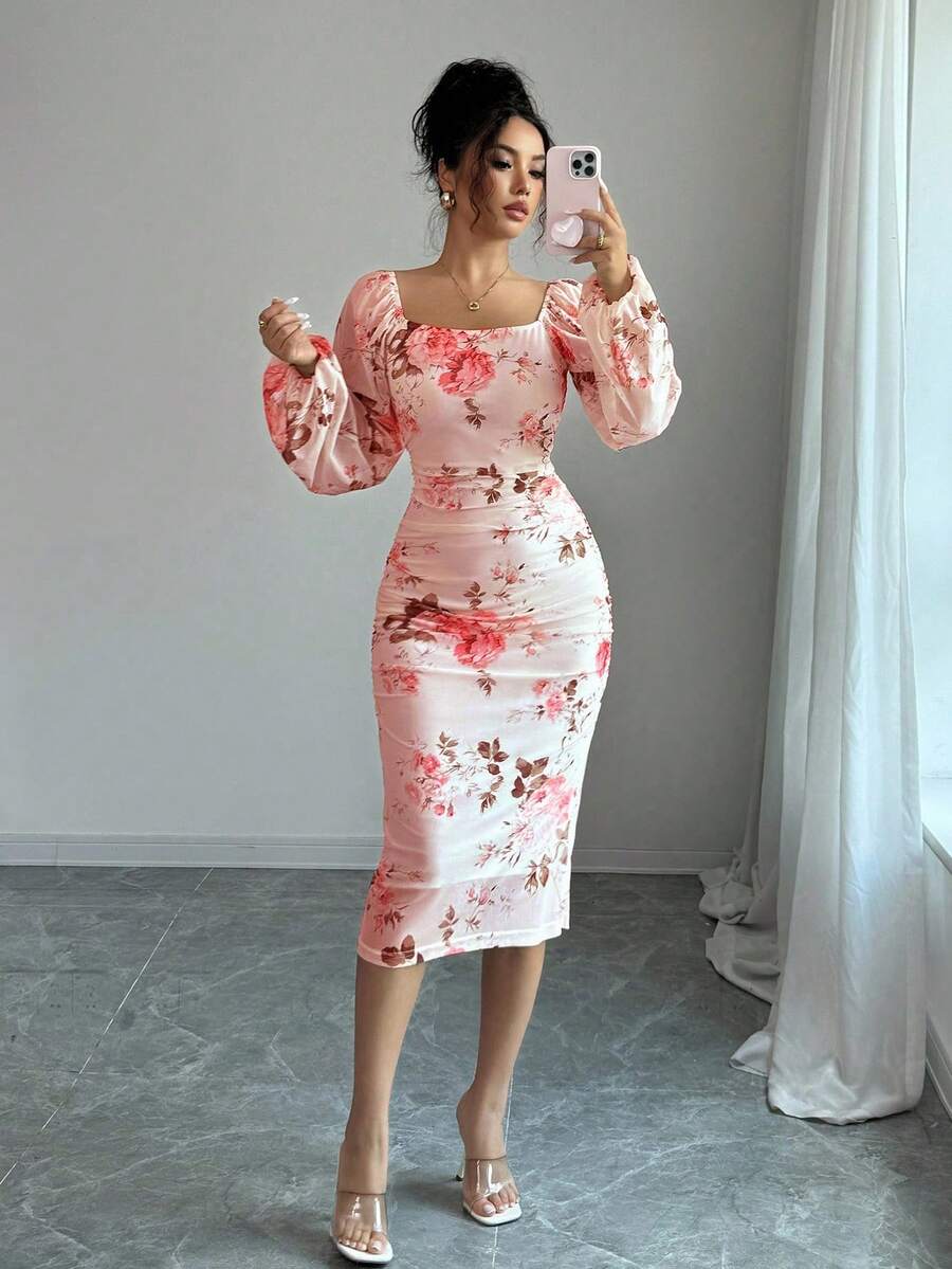 Rafferiza 女士褶皱修身休闲度假波西米亚风格连衣裙 - 彩色 - 查看 1
