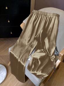 GlowEve CURVE 大码女式银色直筒宽松裤，适合聚会和通勤 - 金色 - 查看 2