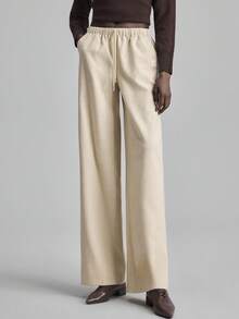 Ontre 2025 New Women's, Autumn/Winter Apparel, All-Season Wear, Winter Pants, Back To School For Women, Halloween & Christmas, Women's Teacher Attire, Outerwear, Night Out Wear, Wedding Guest, Elegant Wedding Guest Attire, Church For Women, Business Casual Women's Trousers In Woven Fabric, Straight Leg, Casual Pants, Business Casual, Commuter Wear, Daily, Autumn/Winter New Year Women's Christmas - Khaki - View 4