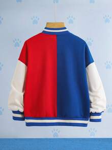SHEIN | PAW Patrol Young Boy Colorblock Dog Graphic Loose Fit Baseball Jacket, Autumn/Winter Fall