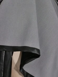 SHEIN ICON 秋季大码女式时尚纯色立领超短夹克 - 黑色 - 查看 8