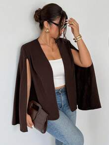 Firerie Áo khoác đen cỡ lớn Prive Elegant Romantic Blazer - màu nâu - Xem 4